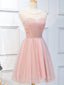 Elegant Short Pink Tulle Prom Dress, Short Pink Tulle Prom Homecoming Dresses