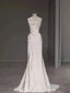 Elegant Spaghetti Straps Sheath Simple Silk Satin Wedding Dresses Floor Length