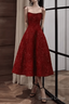 Elegant Spaghetti Straps Vintage Lace Red Dresses Women Birthday Outfits