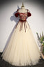 Elegant Tulle Embroidery Long Prom Dress, Off the Shoulder Prom Dresses
