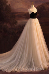 Elegant Tulle Long A-Line Prom Dresses, Beautiful Evening Party Dresses