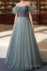 Elegant Tulle Long A Line Prom Dresses, Evening Dresses