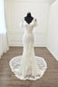 Elegant V Neck 1/4 Sleeves Sheath/Column Bridal Wedding Dresses With Lace