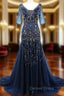 Elegant V Neck Beadings 1 2 Sleeves Mother Of The Bride Dresses