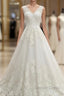 Elegant V Neck Lace Ball Gowns Wedding Dresses