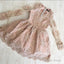 Elegant V Neck Long Sleeves Homecoming Dress Lace Short Cocktail Dresses
