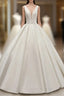Elegant White Ball Gowns Satin V Neck Backless Wedding Dresses