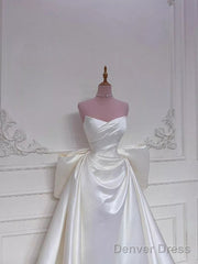 Elegant White Wedding Dresses With Train Mermaid Bridal Gowns