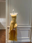 Elegant Yellow Irregular Halter Neck Satin Short Front Long Back Prom Dresses