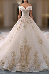 Embroidered Off-The-Shoulder Wedding Dresses