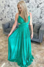Emerald Green Pleated A-Line Formal Dress