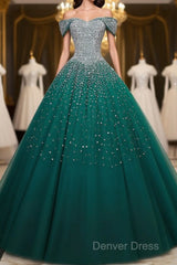 Emerald Green Sequin Prom Dresses Beaded Quinceanera Dresses, Sweet 16 Dresses