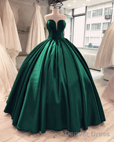 Emerald Green Sweetheart Satin Prom Dresses Ballgowns