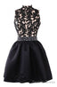 Exquisite Short High Neck Satin Homecoming Dress With Beaded