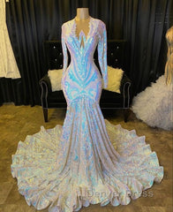 Fabulous Long Sleeves Prom Dresses Mermaid Sequins On Sale
