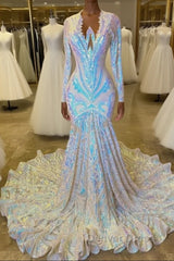 Fabulous Long Sleeves Prom Dresses Mermaid Sequins On Sale