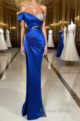 Fabulous Long Sweetheart Split Mermaid Evening Prom Dresses With Beading