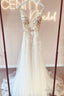 Fabulous Long V Neck Sleeveless Lace Backless Wedding Dresses Online