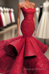 Fabulous Mermaid Strapless Sleeveless Long Prom Dresses