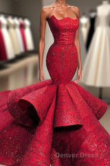 Fabulous Mermaid Strapless Sleeveless Long Prom Dresses