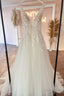 Fabulous Sweetheart Long V Neck Sleeveless Lace Wedding Dresses Online
