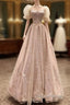 Fairy A Line Square Neckline Pink Tulle Prom Dresses For Teens