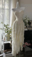 Fairy-Like Tube Top With Heart-Shaped Collar And Beaded Wood Ear Curled Skirt Chiffon Prom Dresses