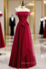 Fancy Tulle Off the Shoulder Beading Prom Dresses