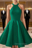 Fashion A Line Halter Backless Green Homecoming Dresses With Pleats