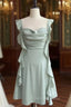 Fashion Green A Line Homecoming Dress Satin Mini Prom Dresses