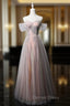 Fashion Pink Tulle Sequins Off the Shoulder Prom Dresses
