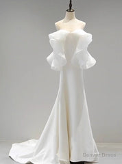 Fashion White Satin Off the Shoulder Wedding Dress