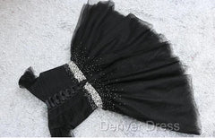 Fashionable Black Short Beaded Party Dresses, Black Prom Dresses