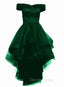 Fashionable Dark Green High Low Tulle with Lace Homecoming Dress, Green Prom Dresses