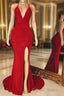 V Neck Cross Back Sleeveless Long Mermaid Prom Dresses