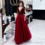 Burgundy velvet tulle long Prom Dress
