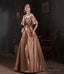 Lovely Bow Satin Long Ball Gowns Prom Dresses