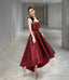 Burgundy sequins high low prom Dress homecoming Dresses