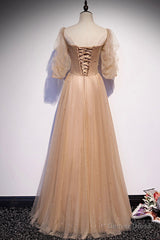 Cute Tulle Long Prom Dresses, A-Line Evening Dresses