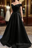 Off Shoulder A Line balck Prom Dresses Formal Dresses