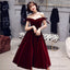 Burgundy v neck velvet short prom Dress, homecoming Dresses