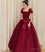 Burgundy tulle long ball Gowns Dress Prom Dresses