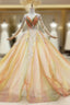 Find Plenty Of Champagne Ball Gowns Tulle Long Sleeve V Neck Appliques Wedding Dresses