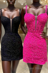 Fitted Straps Appliques Mini Homecoming Dresses