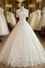 Floor Length Applique Ball Gowns Off the Shoulder Lace Tulle 1 2 Sleeves Wedding Dresses