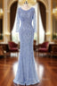 Floor-length Beading Sequin Fishtail Long Sleeve Evening Dresses
