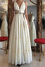 Floor Length Vintage Wedding Dresses V Neck Backless With Belt