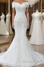 Floral Lace Off The Shoulder Trumpet Wedding Dresses