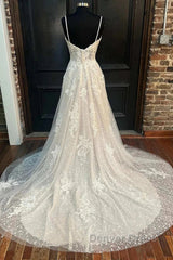 Floral Lace Sweetheart Straps A-Line Long Bridal Gown