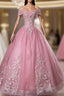 For This Year Biggest Dance Pink Ball Gowns Tulle Appliques Beading Off twe Shoulder Quinceanera Dresses